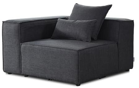 Home Deluxe - Ecksofa Links Verona - Anthrazit, ca. 120 x 70 x 120 cm, Sitzhöhe: 46 cm, Sitztiefe: 80 cm I Modulares Sofa Modulsofa Ecksofa Wohnlandschaft