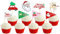 Blumomon 24 Stück Frohe Weihnachten Cupcake Toppers Weihnachten Schneemann Weihnachtsbaum Winterurlaub Neujahr Zeremonie Cupcake Picks Weihnachtskuchen Dekorationen