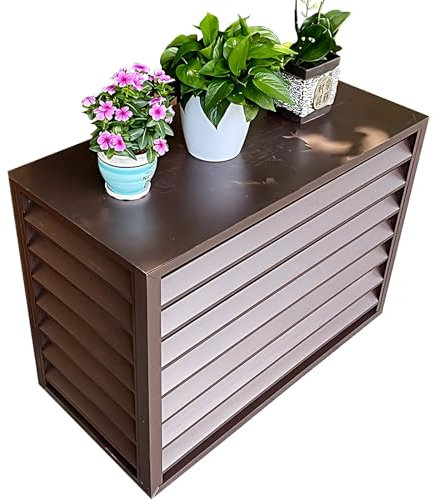 Klimaanlagen Abdeckung aus Aluminium Blumenständer Draußen Gitter Klimaanlagen Zaun for Außengeräte Dekorativer Bildschirm Der Klimaanlage Sichtschutz Zäune Jalousien Design ( Color : Brown , Size : 1