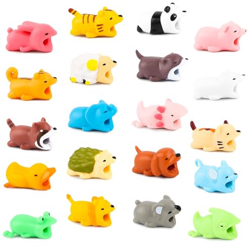 KFDDRN Kabel Kabelschutz - 20 Stuck Kabelschutz Tiere, Kabel Silikon Protector, Animal Design Kabel Zubehör Schützen Ladekabel, Ladekabel für die meisten Mobiltelefone