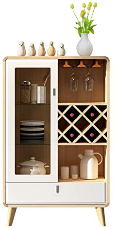 Weinschrank Moderner, Schlichter Weinschrank mit Ablagefach, Weinglashalter und Schublade, Klassische dekorative Möbel Barschrank