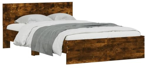 vidaXL Bettgestell mit Kopfteil Räuchereiche 120x200 cm