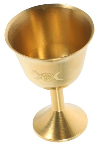 MAGICLULU 2 Piezas Athame Taza De Budismo Resistente Al Desgaste Vasos Dorados Copa Sagrada Decorativa Copa De Vino Cáliz Pentagrama Taza Sagrada Taza Sagrada Multifunción Altar Vintage