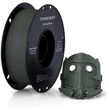 Kohlefaser PLA Filament 1.75mm, TINMORRY PLA-CF 3D Druck Filament, Kompatibel mit Bambu FDM 3D Drucker, 1 KG 1 Spule,Graugrün