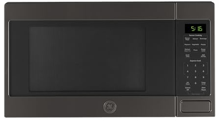 GE Countertop Microwave Oven, 1,150-watt Capacity, 1.6 Cubic Ft., 8 Auto Cooking Settings, Child-Lock Technology, Kitchen Essentials for The Countertop, Dorm Room or Apartment, Black Stainless