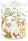 Clastyle Wildtiere Kinder Wäschekorb mit Henkel Baumzweige Kleidung Spielzeug Aufbewahrungskorb Jungen Mädchen Aufbewahrungsbox für Babyzimmer Bad, Fuchs Hirsche, 36*45 cm