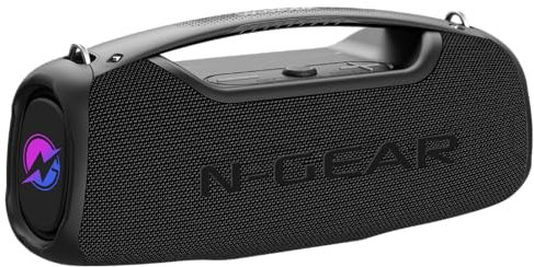 N-Gear NRG 500 - Bluetooth Lautsprecher Outdoor, Tragbare Partybox mit Sound- und Licht Party System, Bluetooth Box mit Mikrofon, 500 Watt Musikbox Bluetooth Wasserdicht 8 Stunden Spielzeit Bass Boost
