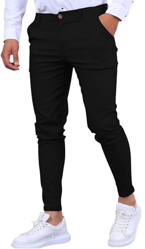 Pantalons de costume noirs pour hommes en coton, pantalons habillés extensibles, pantalons de travail slim à coupe effilée, pantalons de jogging légers, bas de survêtement à taille extensible