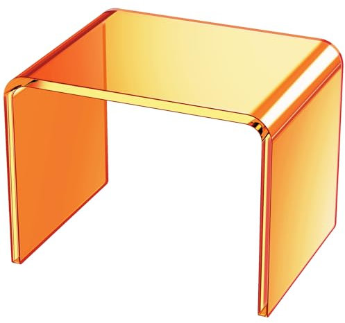Dewrhiixe Acryl-Tritthocker, klein, transparenter Acryl-Fußhocker für Badezimmer, Schlafzimmer, Küche, hält bis zu 113 kg, Orange (mit rutschfest, 32,6 x 22,9 x 24,9 cm)