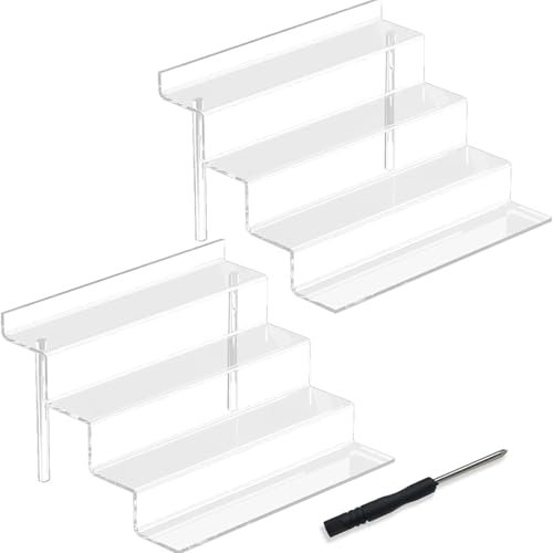 2-teiliges Acryl-Riser-Ausstellungsregal, 4-stufiger Transparenter Ausstellungs-Organizer, Großer Tisch-Riser-Ständerhalter, Kleine Acryl-Ornamente Im Leiterstil, Handgefertigte Modelle(30.5cm)