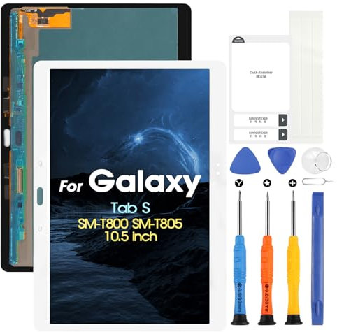 Pantalla LCD para Samsung Galaxy Tab S, Pantalla Repuesto para Galaxy Tab S SM-T800 SM-T805 10.5 Pulgadas Pantalla LCD Pantalla táctil Digitazer Conjunto Completo con Kit de reparación (Blanco)