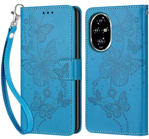 Custodia per Honor 200 Pro Cover, Blu Farfalla | Portafoglio in Pelle PU Retro, Antiurto Flip, Slot per Schede, Funzione Stand, Chiusura Magnetica