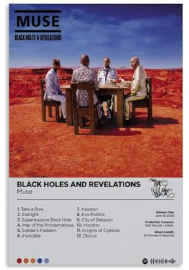 XXQPO Album-Poster für Muse, schwarze Löcher und Offenbarungen, Poster, Leinwand, Wandkunst für Heimdekoration, Wohnzimmer, Schlafzimmer, 30 x 45 cm, ungerahmter Stil