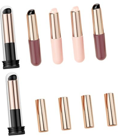 ASAKKURA 6pcs Silicone Nail Art Brushes Set Gradient Soft Head Powder and Lip Applicator Manicure Tools Black Pink Coffeebrown Small Brush for Professional Salon and Home Nail Art