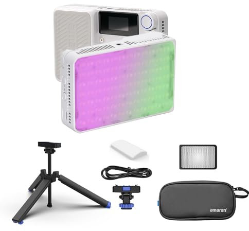 Amaran Ace 25c Kit On Camera Video Light with Carrying Case,Mini Tripod,25w CCT 2300K-10000K RGB Pocket Light Support APP Control,Rechargeable PD Charging for TikTok, Creator, Photographer(White)