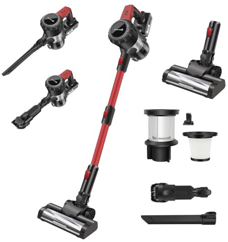 Cordless Vacuum Cleaner 140W/15Kpa/60Min, Stick Vacuum Cleaners Cordless Powerful with Charging Dock Self-Standing Lightweight Vacuums with Anti-Tangle Brush for Carpet/Hard Floor/Pet Hair