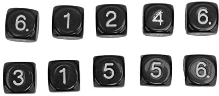 20pcs 6mm Plastiknummer Würfel für Scharniere und Brettspiele mit C -Ziffern (Black)