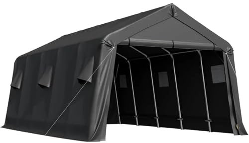 VNSMM Abris de Voiture 13 x 20 pi avec Cadre et aérations entièrement en Acier, auvent Anti-Neige pour Voiture, Garage Portable Robuste Auvents pour Voitures