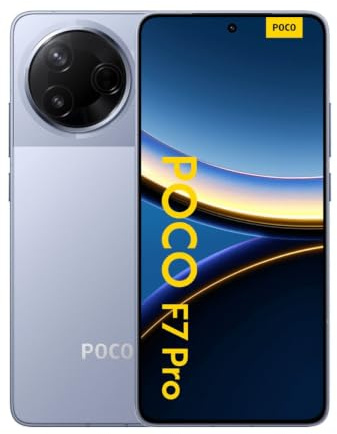 XIAOMI POCO F7 Pro 5G smartphone, 12+256GB, Blu, fotocamera principale da 50MP, batteria da 5110 mAh (tipi) con 45 W HyperCarge, IP64, funzionalità AI (senza caricabatterie incluso)