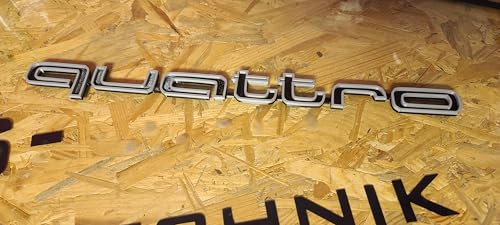 Quattro Schriftzug kompatibel mit Frontgrill Audi A6 und andere Modelle 40cm, Zubehör Emblem (Farbe : Grau)