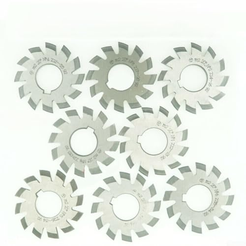 Besttoolifes Fresa de engranajes HSS, módulo 2 diámetro 22 mm 20 grados #1-8 HSS Involute Gear Fresa