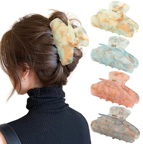 4 Stück Haarklammer Groß 8,5cm Acetat Haarklauenclips Haarspangen Damen Haarklammern Dickes Haar Rutschfeste Haar Klaue Clips Haarstyling Zubehör für Frauen Mädchen