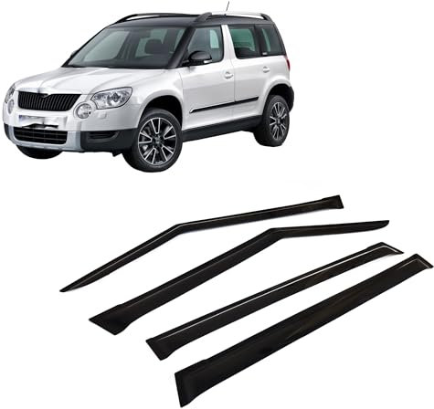 CarJoy Windabweiser Luftabweiser Regenabweiser Seitenfensterabweiser Kompatibel mit Skoda Yeti Import I 2013-2017 SUV Autofenster Regenschutz Regenabweiser Deflektoren 4 Stück