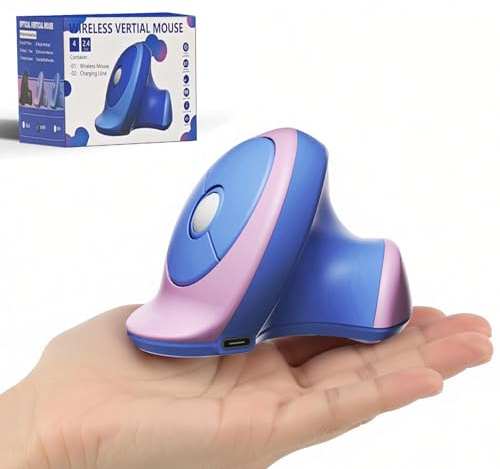SRAYG Mini souris verticale ergonomique sans fil rechargeable avec 3 appareils (Bluetooth + Bluetooth + USB) - Sensibilité 1600 ° - Pour ordinateur, iPad, Mac, Windows - Violet
