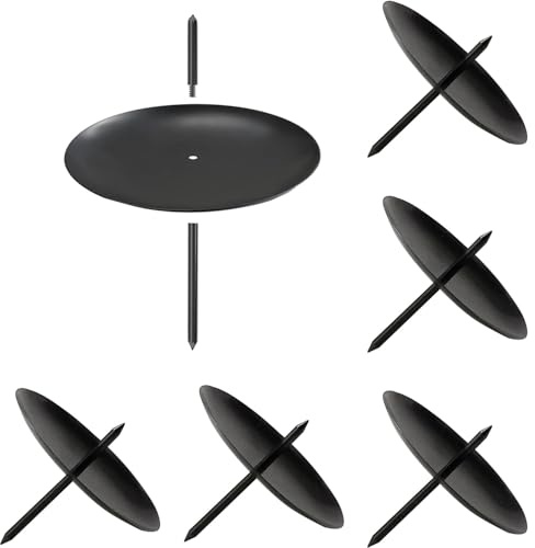 ALLAVA Kerzenhalter Adventskranz, 6 Stück Adventskranz Kerzenhalter Schwarz Ø 6cm, Metall Adventskerzenhalter, Kerzenständer mit Dorn, Kerzenleuchter für Adventskranz Weihnachten