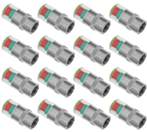 WEKADRIN Reifendruckwarnventilkappen mit Breiter Wetterbeständigkeit aus Metall 16 Stück und Verlängerter Reifenlebensdauer für Autoreifen für Kfz Zubehörmanagement