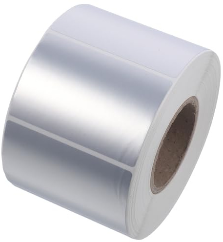 FOMIYES Großes Etikettenpapier Silber Glanz Selbstklebend 50x30mm Bedruckbare Versand und Preisschilder für Etikettendrucker Kratzfest und Wiederverwendbar