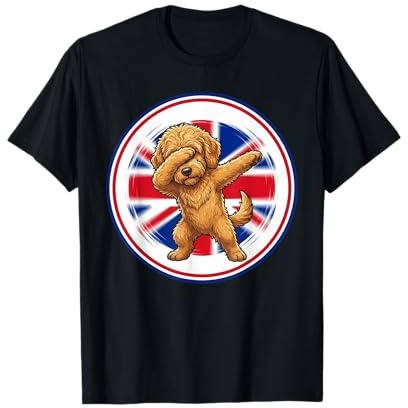 Chien Labradoodle Mignon drôle Drapeau Anglais T-Shirt