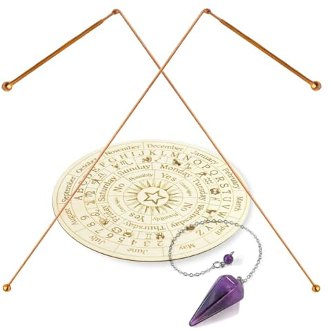Gishbjka Outils Énergétiques Spirituels de Recherche de Trésors en Cuivre avec Pendule et Pendentif Pendule