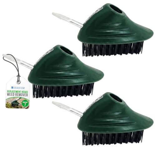 Weed Remover Tool Wire Brush Scraper Set with Metal Broom & Weed Removal Head - Remove Weed & Moss (3 Small Brush Heads Only)
