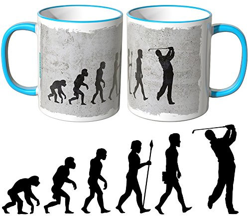 JUNIWORDS Tasse - Wähle Motiv & Farbe - Evolution Golf - Blau