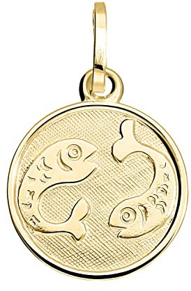 My Gold Damen Kinder Anhänger Sternzeichen Fische Gold 333 (Ohne Kette) Gelbgold (8 Karat) Ø 12mm Rund Tierkreiszeichen Zodiac round A-06017-G303-Fis