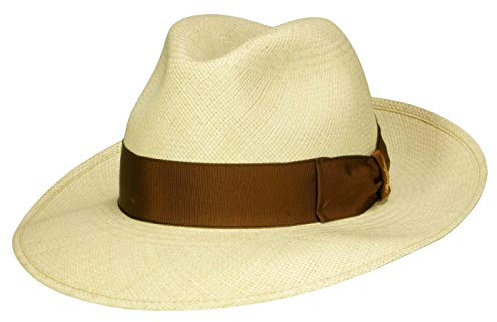 Borsalino Quito Fedora Panamahut mit breiter Krempe - Natur-Braun (714-5) - 58 cm