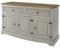 Home Source Large Sideboard Cabinet, 3 Door 2 Drawer Solid Pine Two Tone Storage Cupboard, Industrial Style, Grey