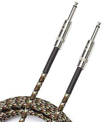 D'Addario Cable de Guitarra Trenzado - Accesorio para Instrumento - 10 Pies/3.05 Metros - Camuflaje - 1 Paquete