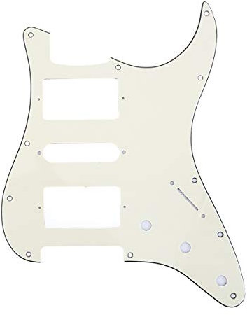 Musiclily Pro 11 Löcher HSH Pickguard Gitarren Schlagbrett für Fender American/Mexican Standard Strat Stratocaster Modern Style,3 lagig Crème