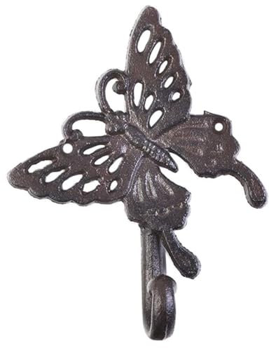 Haidong Cute Animal Iron Hook Cast Iron Wall Iron Hook Decorative Hook Clothes and Caps Hook Room Balcony Bedroom Office Wall Hanging Piece (Butterfly)