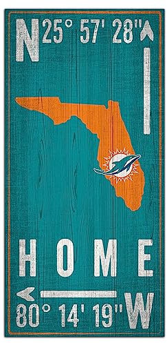 Fan Creations Unisex-Erwachsene N1034-MIA: Miami Dolphins Koordinate Zeichen 6x12 Koordinatenschild 15,2 x 30,5 cm, 6 x 12