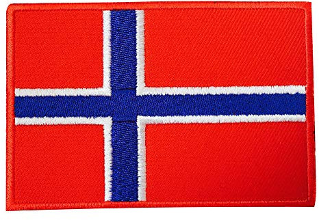 Toppa ricamata con bandiera nazionale della Norvegia, termoadesiva, per vestiti, ecc. 9 x 6 cm