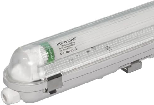 HOFTRONIC - LED-Feuchtraumleuchte 120 cm 6000K Kaltweiß 18W 2880lm 160lm/W Flimmerfrei verlinkbar Wannneleuchte T8 Werkstattlampe IP65 Wasserfest Leuchte für Garage Keller Bad Büro Warenhaus