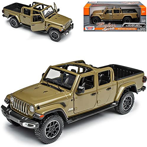 Motormax Jeep Gladiator Overland JT Wrangler Cabrio Offen Grün Pick-Up Ab 2019 1/27 1/24 Modell Auto mit individiuellem Wunschkennzeichen