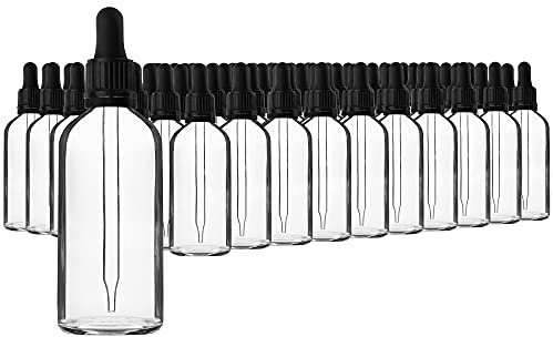 HandsUnity 100ml-70pcs de Flacon de Verre pour Pipette - Ensemble de Pots de Pharmacie en Verre Transparent Avec Bouchon de Pipette Noir Comprenant 5 Accessoires Flacons en Verre Clair