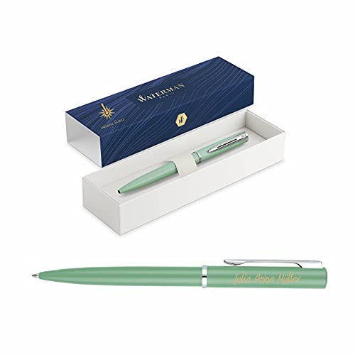 Waterman Allure Kugelschreiber mit Gravur | in Pastell-Grün | Geschenk | inspiriert von Pariser Mode | personalisiert | graviert | Blaue Tinte | Mittlere Spitze | edle Lasergravur | Geschenkbox
