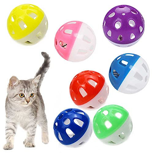 VOVIGGOL 12 Bälle für Katzen, 4 cm, mit Glöckchen, Spielzeug für Katzen und Kätzchen, Kunststoffspielzeug für Katzen, Katzenspielzeug, Rasselball, Spielzeug für Katzen