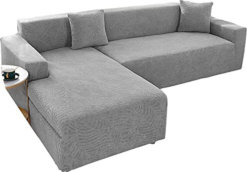 DFANCE Stretch Sofabezug Ecksofa,L-Form Antirutsch Sofa Abdeckung,Sofabezug Baumwolle,Sektionssofa Für 1/2/3/4 Sitzer,Polyester,weich Stoff, Mit Elastische Antifouling,4 seat (235~300cm)