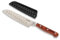 pasoli Professionelles Santoku-Messer - Edelstahl mit Klingenschutz & edlem Holzgriff - Rasiermesserscharfes Schneidewerkzeug, Küchenzubehör, Kochutensilien - 13cm lang, solider 7CR17-Kern